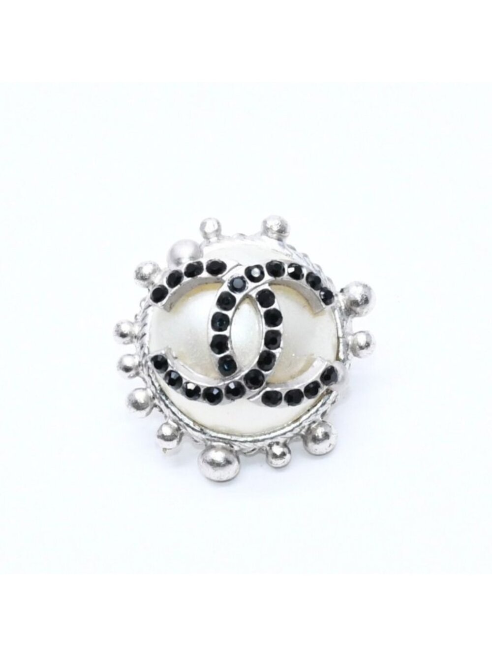 Chanel CC Logo Stud Single Earrings 02C Stamp Faux Pearl Rhinestone